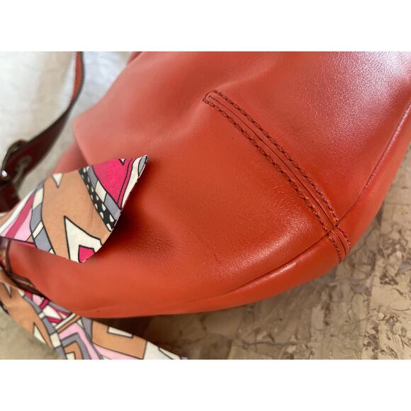 Coach Ergo Pleated hobo/soho red-orange Leather Shoulder Bag F13730 - Picture 8 of 14